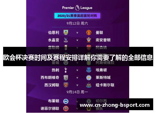 欧会杯决赛时间及赛程安排详解你需要了解的全部信息